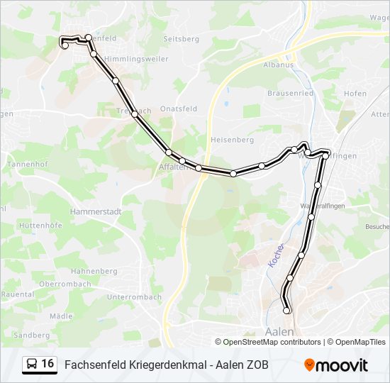 Buslinie 16 Karte