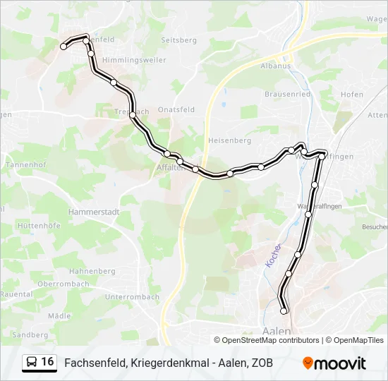 16 Bus Line Map