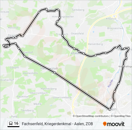 16 Bus Line Map
