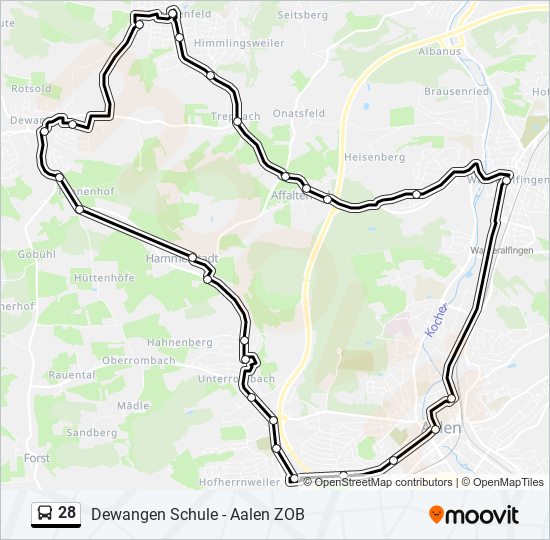 28 bus Line Map