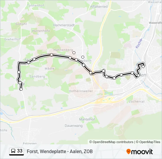 33 Bus Line Map