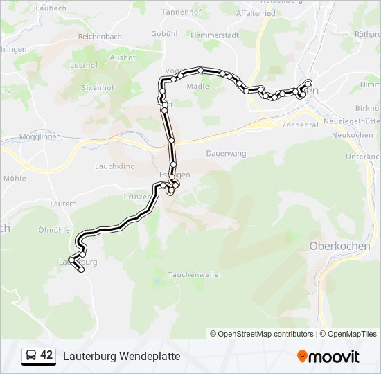 42 bus Line Map