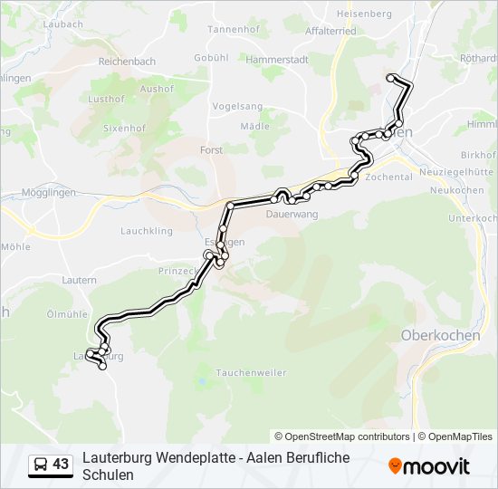 43 bus Line Map