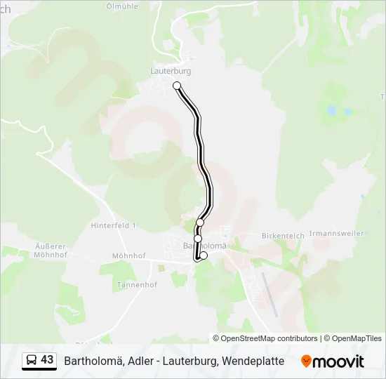 43 Bus Line Map