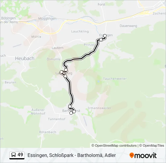 49 Bus Line Map
