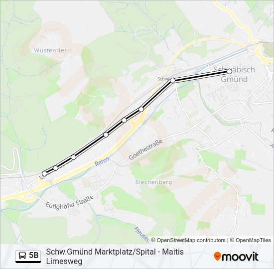 Автобус 5B: карта маршрута