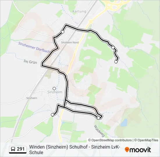 291 Bus Line Map