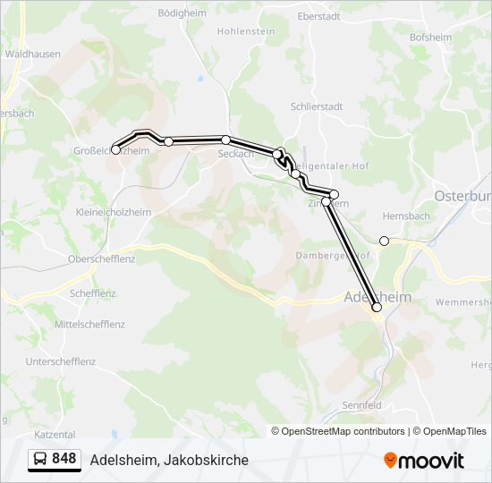 848 Bus Line Map