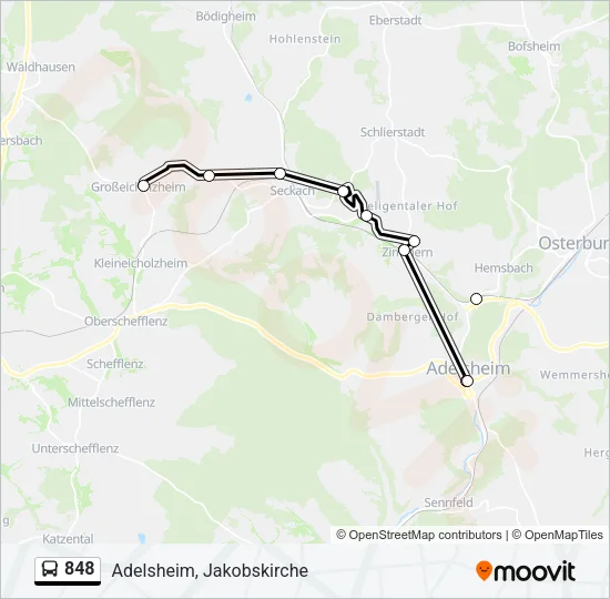 848 Bus Line Map
