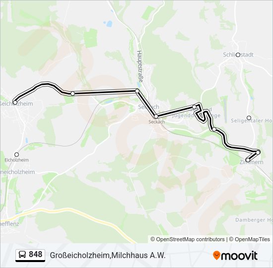 Автобус 848: карта маршрута