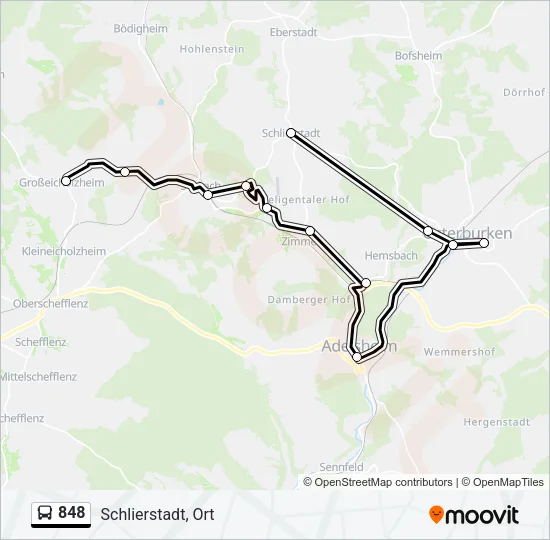 848 Bus Line Map