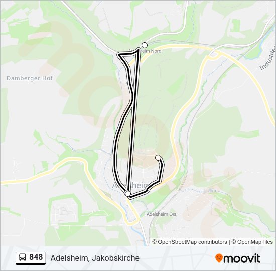 Автобус 848: карта маршрута