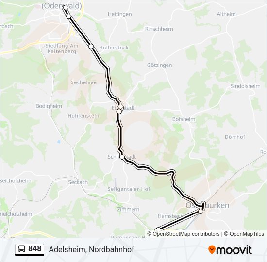 848 Bus Line Map
