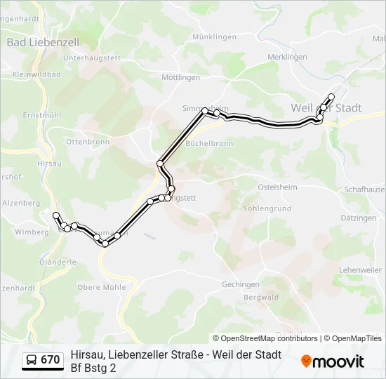 670 Bus Line Map