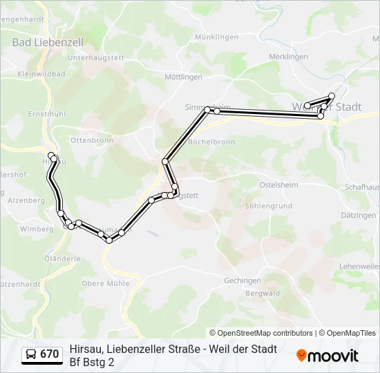 670 Bus Line Map
