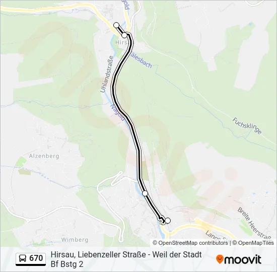 670 Bus Line Map