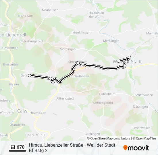 670 Bus Line Map