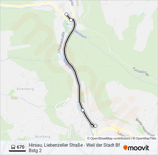 670 bus Line Map