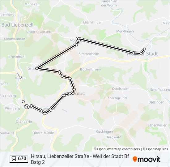 670 bus Line Map