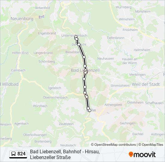 824 bus Line Map