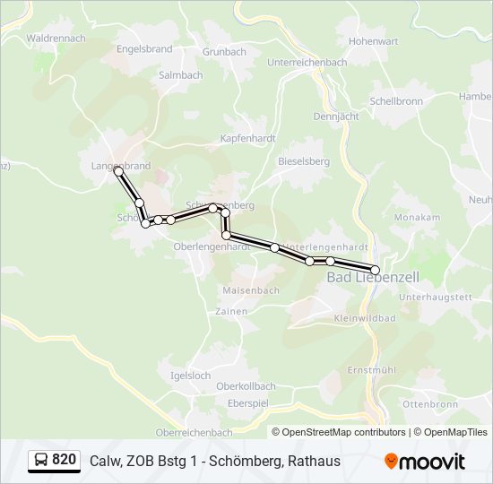 Автобус 820: карта маршрута