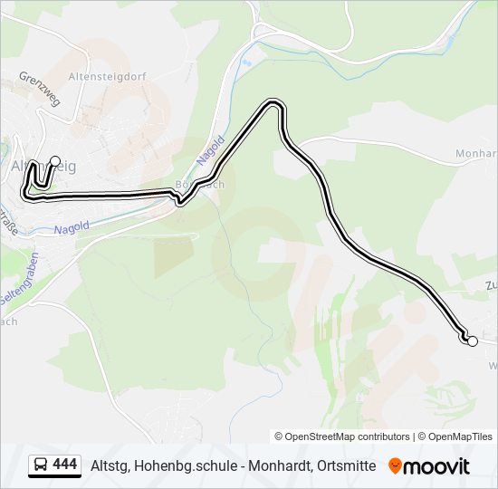 444 bus Line Map