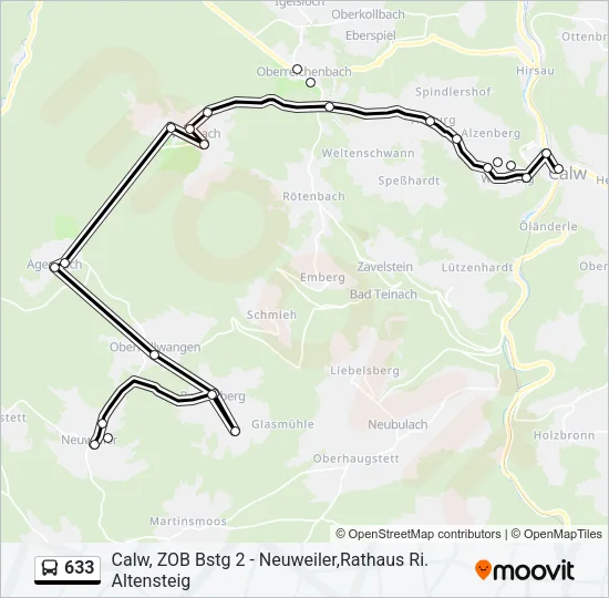 633 Bus Line Map