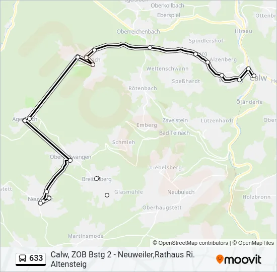 633 Bus Line Map