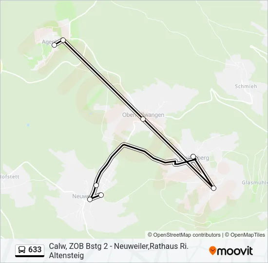 633 Bus Line Map
