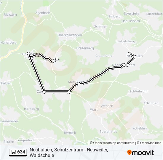 634 bus Line Map