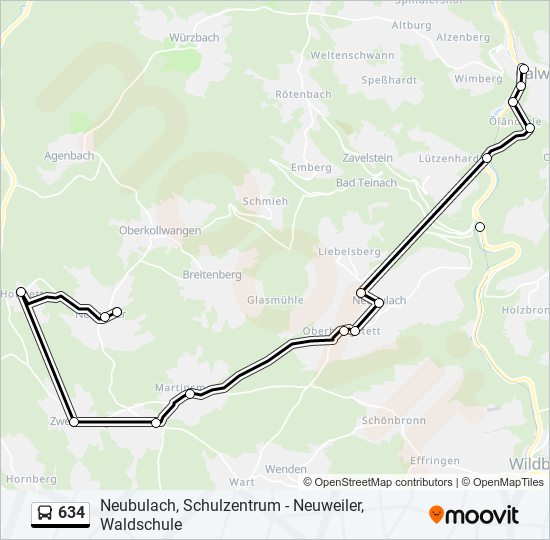 634 bus Line Map