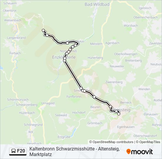 Автобус F20: карта маршрута