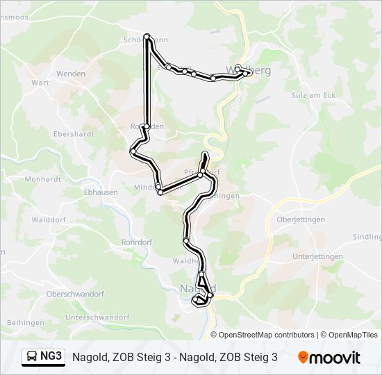 Автобус NG3: карта маршрута