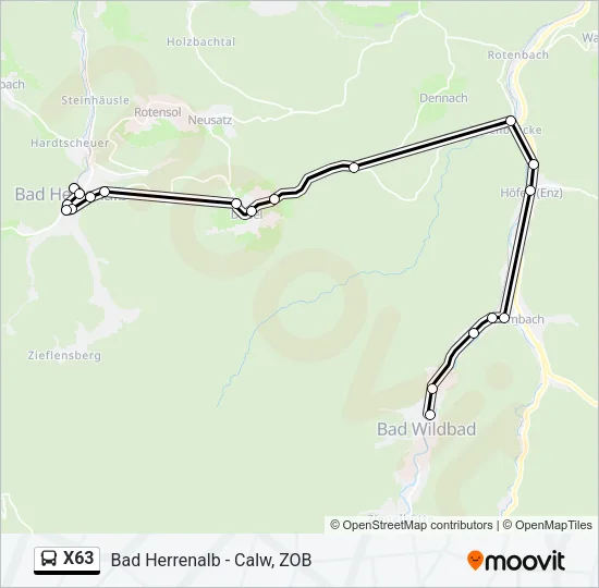 X63 Bus Line Map