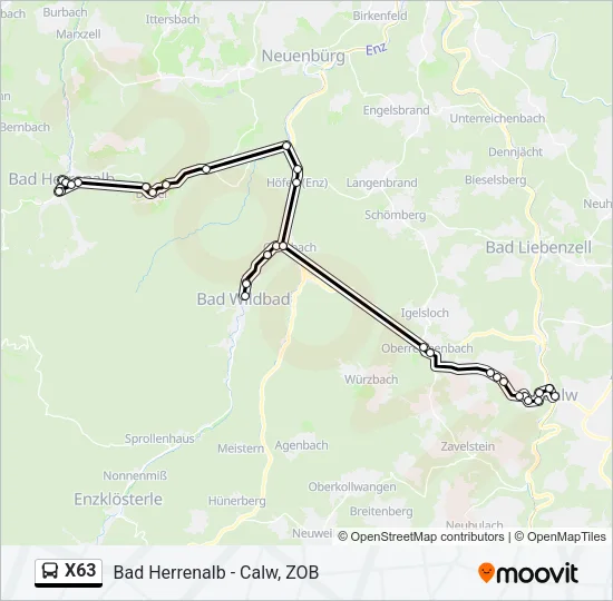 X63 Bus Line Map