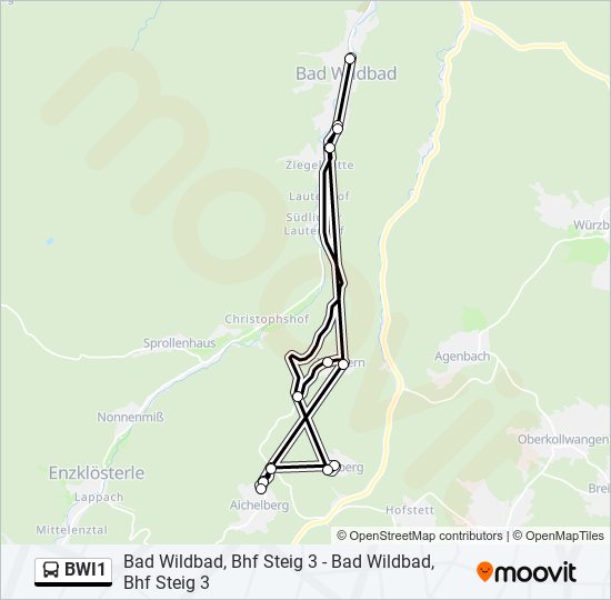Автобус BWI1: карта маршрута
