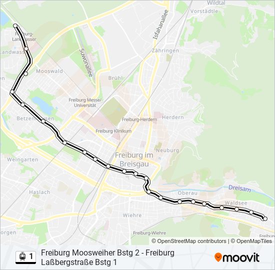 Трамвай 1: карта маршрута