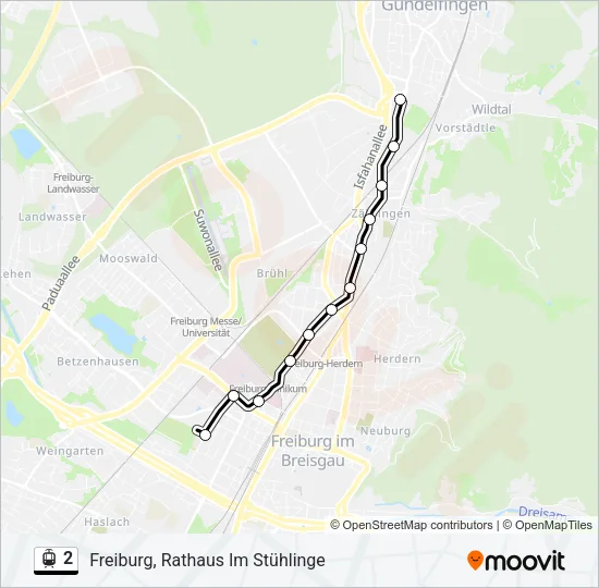 Straßenbahnlinie 2 Karte