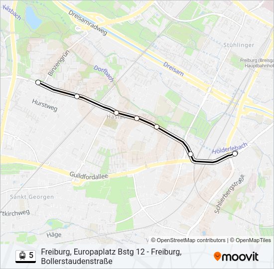 Трамвай 5: карта маршрута