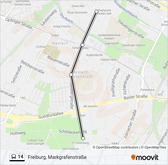 Автобус 14: карта маршрута