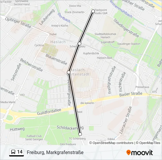 14 Bus Line Map