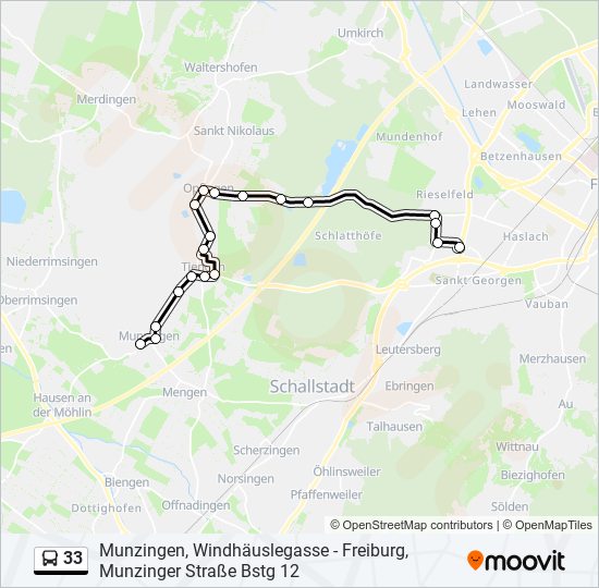 Автобус 33: карта маршрута