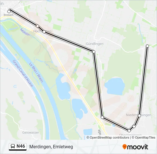 N46 Bus Line Map