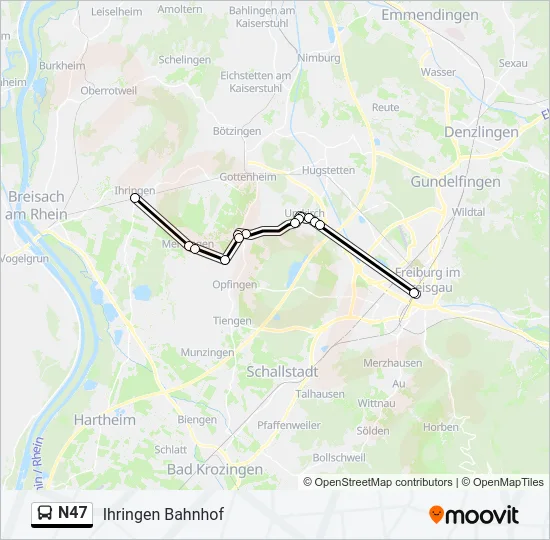 N47 Bus Line Map