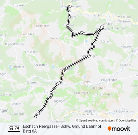 74 bus Line Map