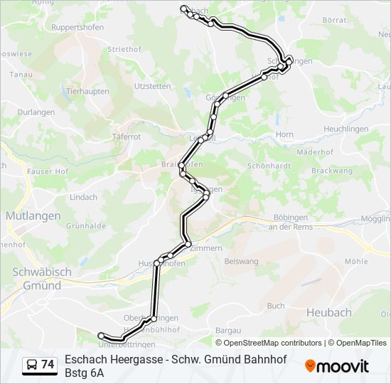 74 bus Line Map