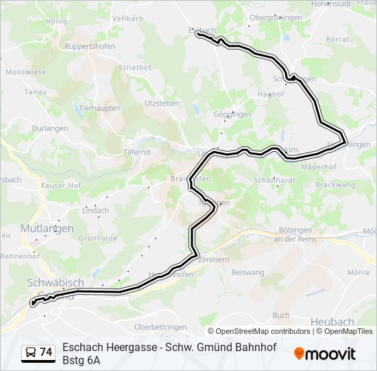 74 bus Line Map