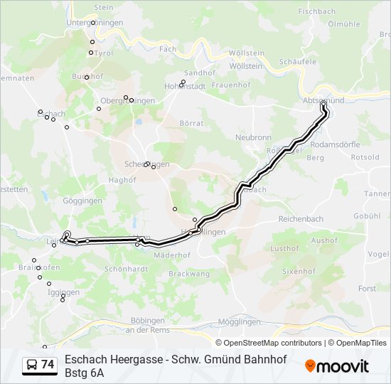 74 bus Line Map