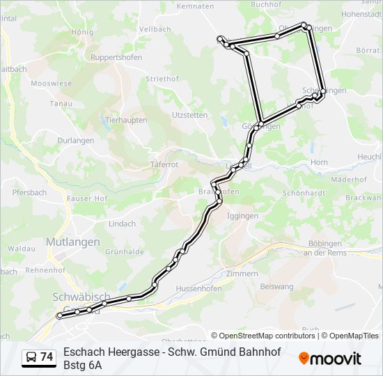 74 bus Line Map