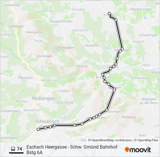 74 bus Line Map